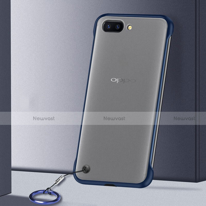 Transparent Crystal Hard Rigid Case Back Cover S01 for Oppo K1 Blue