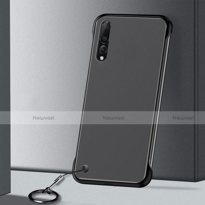 Transparent Crystal Hard Rigid Case Back Cover S01 for Samsung Galaxy A70 Black
