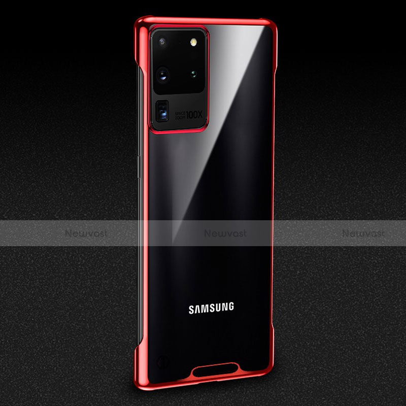 Transparent Crystal Hard Rigid Case Back Cover S01 for Samsung Galaxy S20 Ultra Red