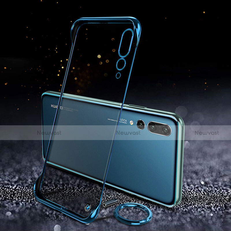 Transparent Crystal Hard Rigid Case Back Cover S04 for Huawei P20 Pro Blue