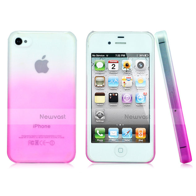 Transparent Gradient Hard Rigid Case for Apple iPhone 4 Pink