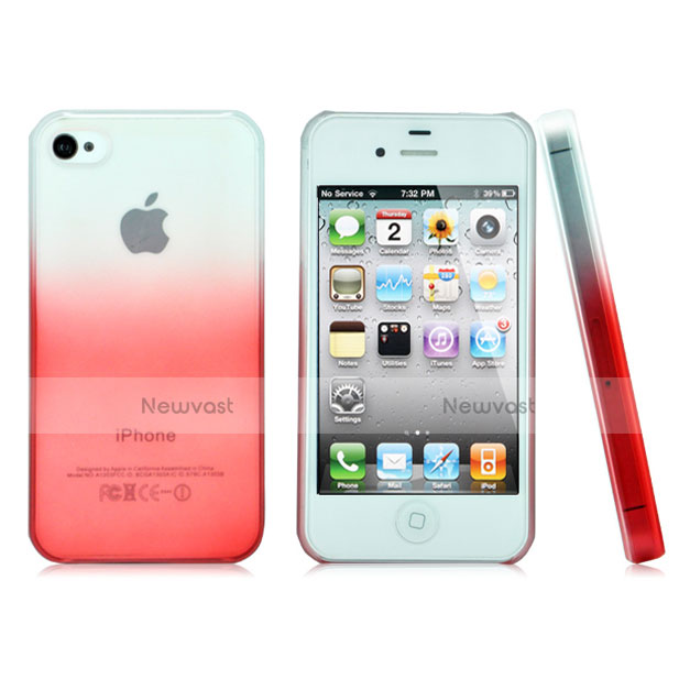 Transparent Gradient Hard Rigid Case for Apple iPhone 4 Red