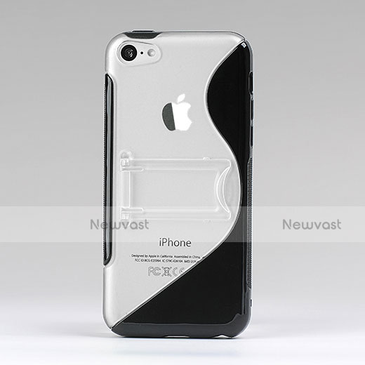 Transparent Silicone Stands S-Line Case for Apple iPhone 5C Black