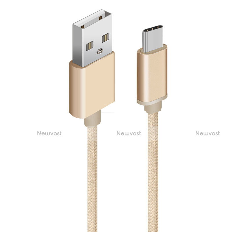 Type-C Charger USB Data Cable Charging Cord Android Universal T04 Gold