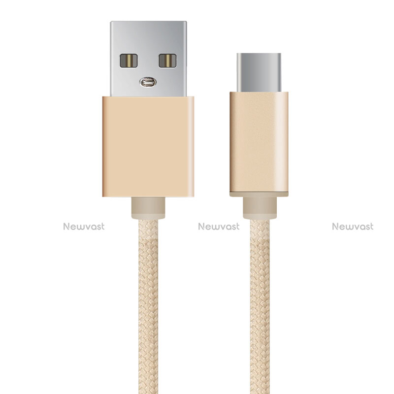 Type-C Charger USB Data Cable Charging Cord Android Universal T04 Gold