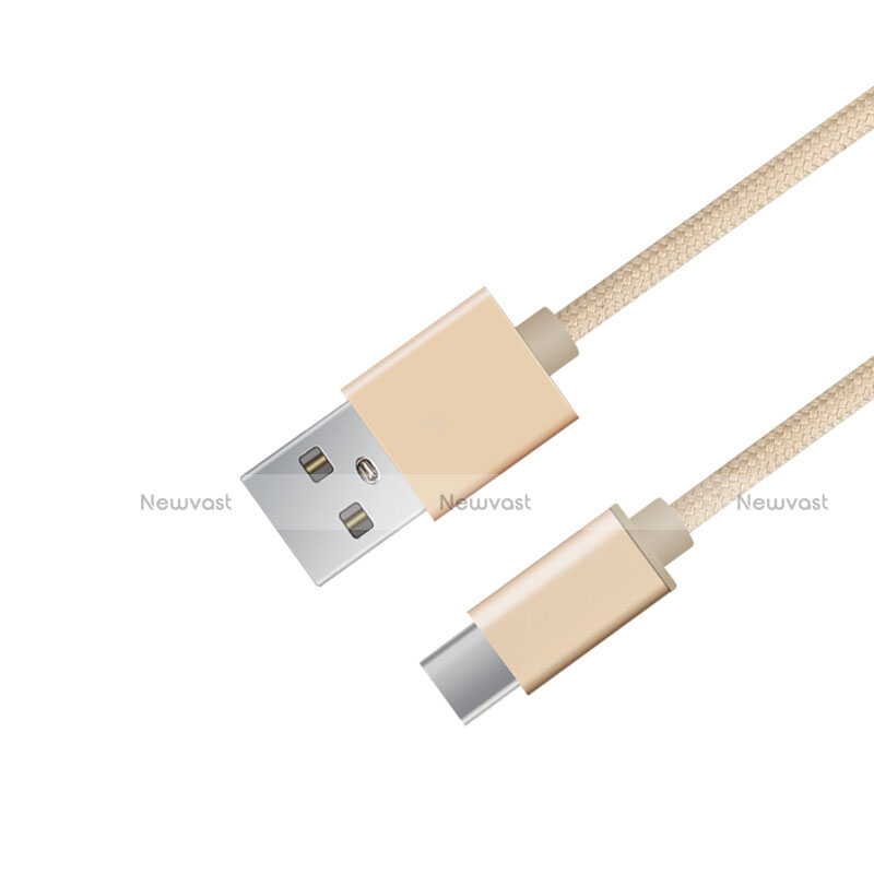 Type-C Charger USB Data Cable Charging Cord Android Universal T04 Gold