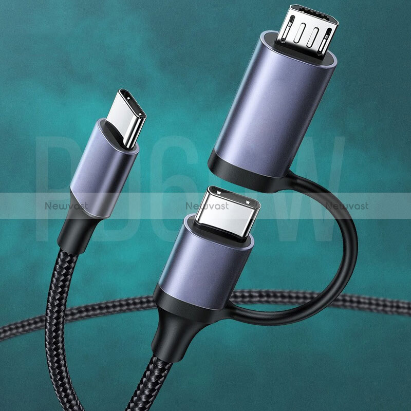 Type-C USB-C to Type-C USB-C Cable Adapter 60W H02 for Apple iPad Air 5 10.9 (2022) Black
