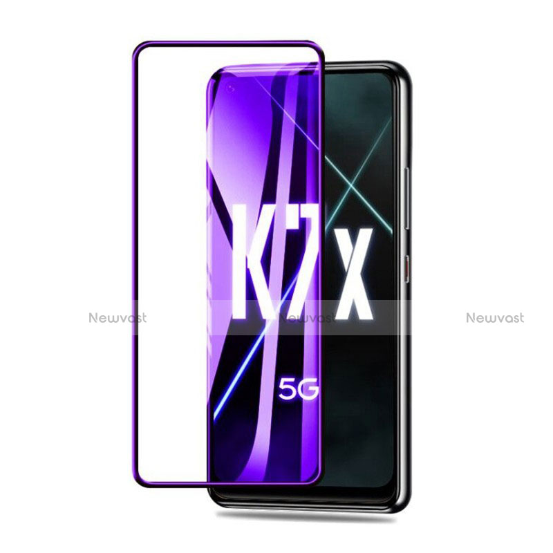 Ultra Clear Anti Blue Light Full Screen Protector Tempered Glass for Oppo K7x 5G Black