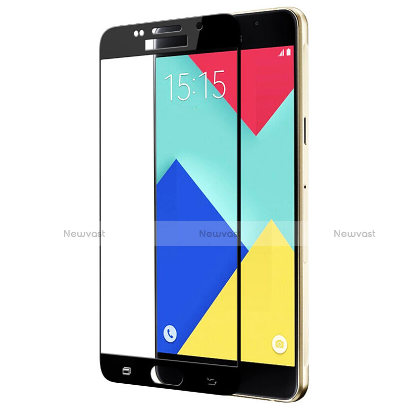 Ultra Clear Full Screen Protector Tempered Glass F03 for Samsung Galaxy A9 Pro (2016) SM-A9100 Black