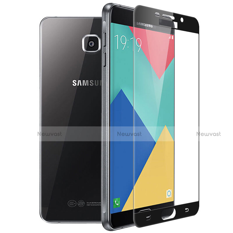 Ultra Clear Full Screen Protector Tempered Glass F04 for Samsung Galaxy A9 Pro (2016) SM-A9100 Black