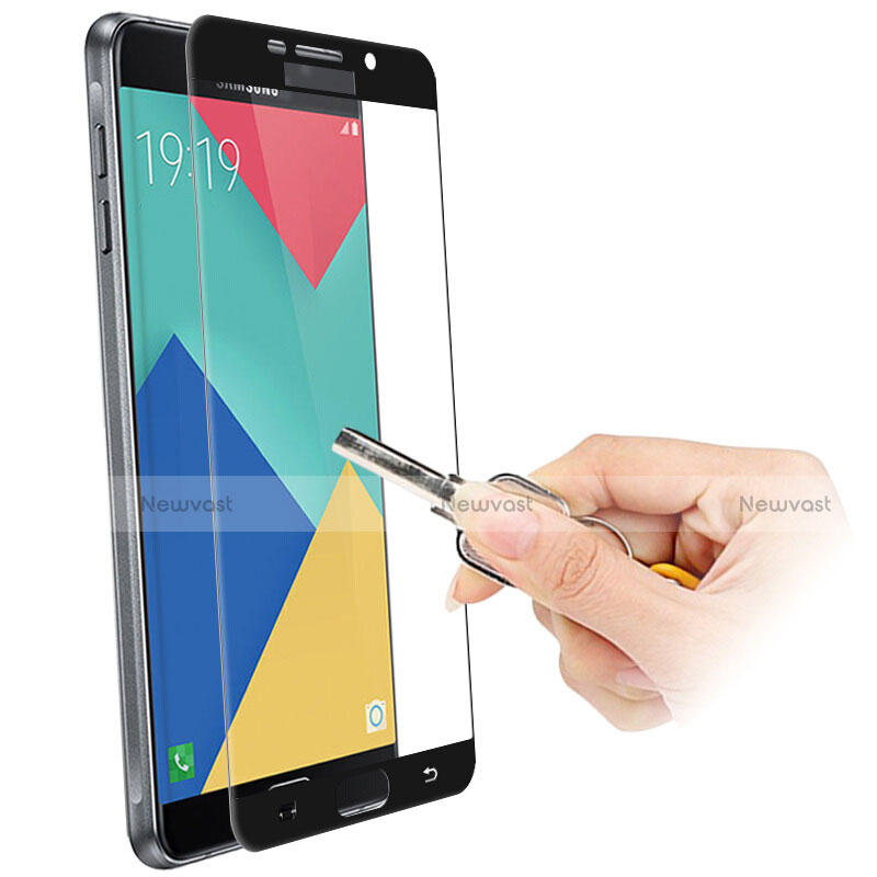 Ultra Clear Full Screen Protector Tempered Glass F04 for Samsung Galaxy A9 Pro (2016) SM-A9100 Black