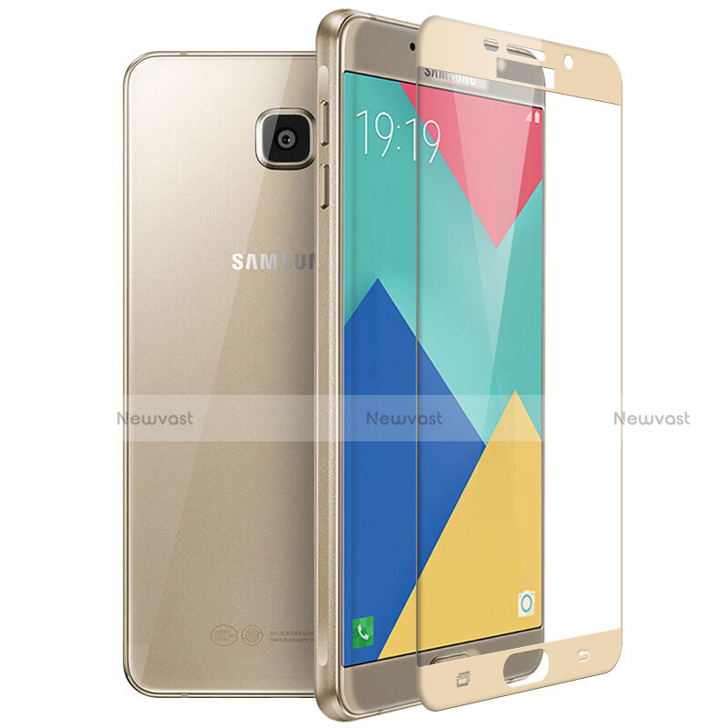 Ultra Clear Full Screen Protector Tempered Glass F04 for Samsung Galaxy A9 Pro (2016) SM-A9100 Gold