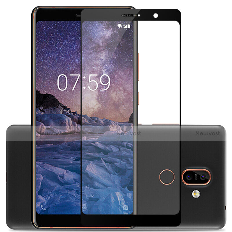 Ultra Clear Full Screen Protector Tempered Glass for Nokia 7 Plus Black