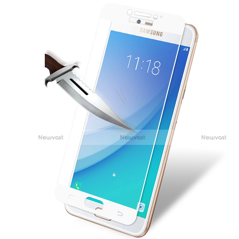 Ultra Clear Full Screen Protector Tempered Glass for Samsung Galaxy C5 Pro C5010 White