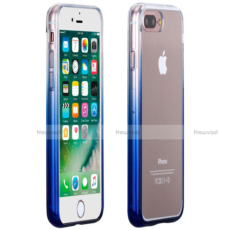 Ultra Slim Transparent Gel Gradient Soft Case for Apple iPhone 7 Plus Blue