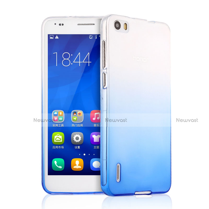 Ultra Slim Transparent Gel Gradient Soft Case for Huawei Honor 6 Blue