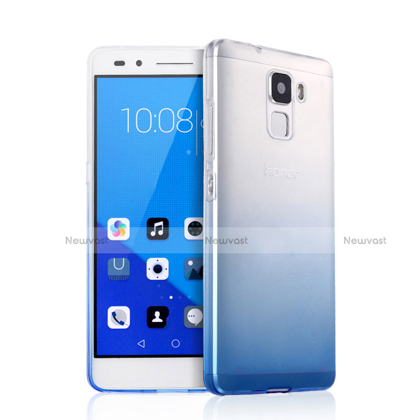 Ultra Slim Transparent Gel Gradient Soft Case for Huawei Honor 7 Blue