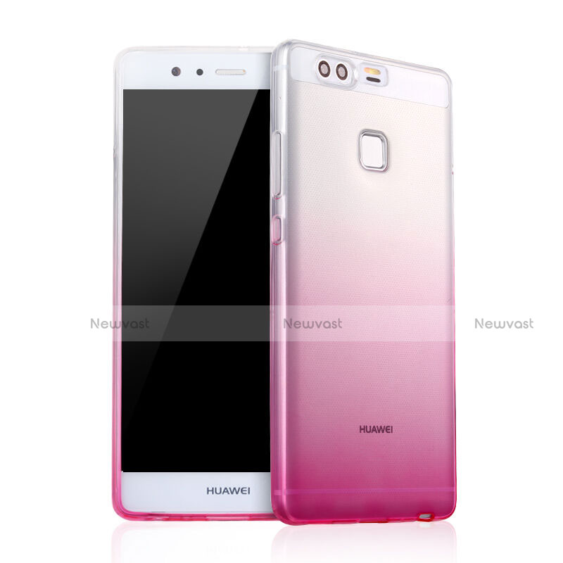 Ultra Slim Transparent Gel Gradient Soft Case for Huawei P9 Pink