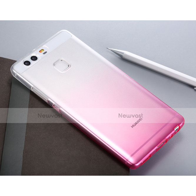 Ultra Slim Transparent Gel Gradient Soft Case for Huawei P9 Plus Pink