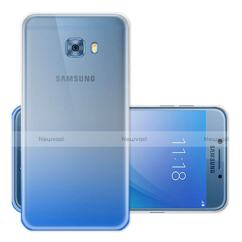 Ultra Slim Transparent Gel Gradient Soft Case for Samsung Galaxy C7 Pro C7010 Blue