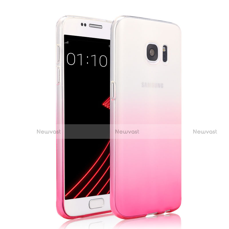 Ultra Slim Transparent Gel Gradient Soft Case for Samsung Galaxy S7 G930F G930FD Pink