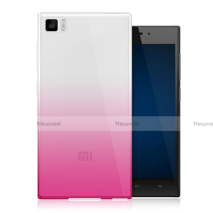 Ultra Slim Transparent Gel Gradient Soft Case for Xiaomi Mi 3 Pink