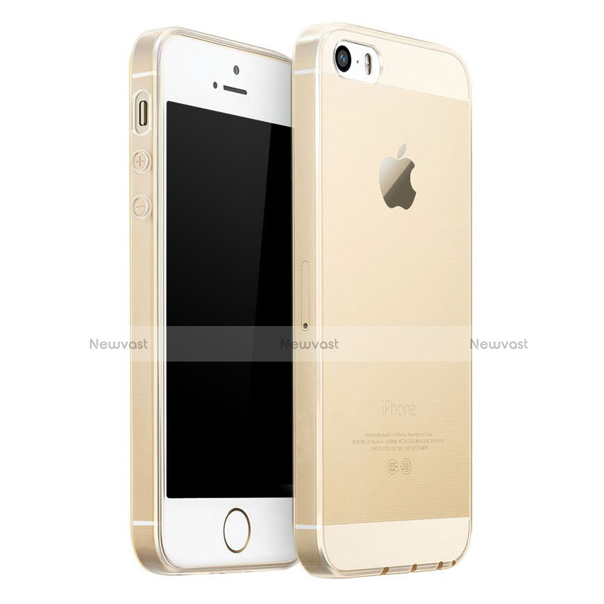 Ultra Slim Transparent Gel Soft Case for Apple iPhone 5 Gold