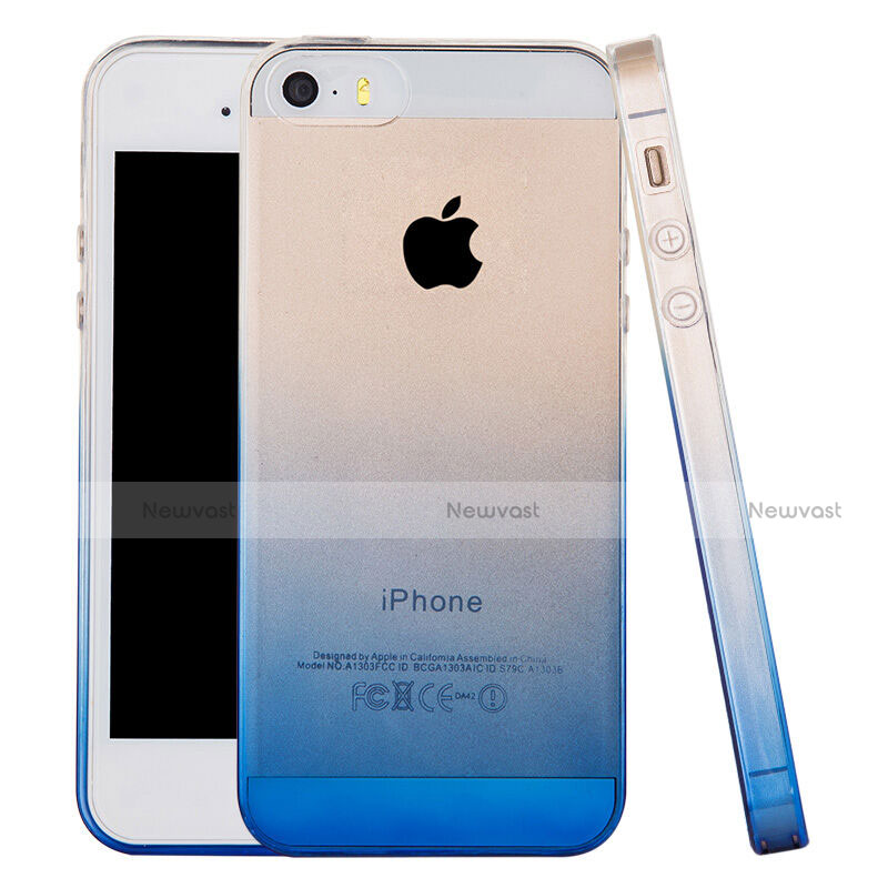 Ultra Slim Transparent Gradient Soft Case for Apple iPhone 5 Blue