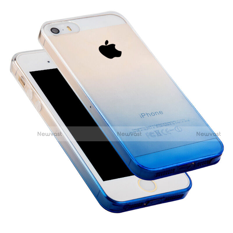 Ultra Slim Transparent Gradient Soft Case for Apple iPhone 5 Blue