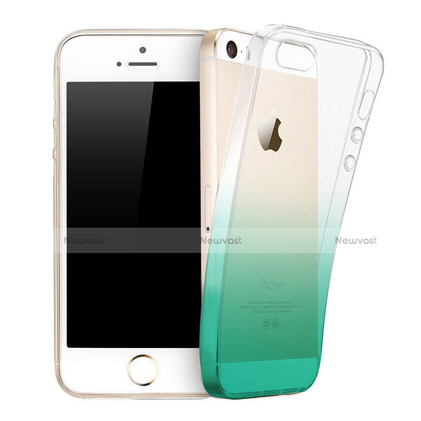 Ultra Slim Transparent Gradient Soft Case for Apple iPhone 5S Green