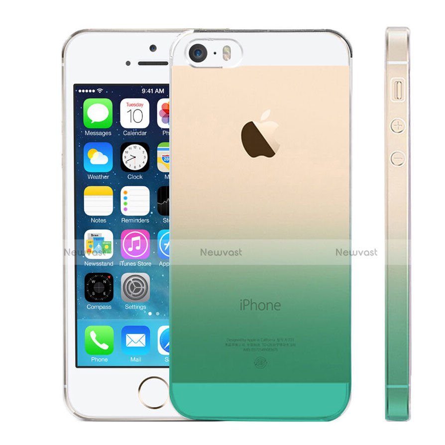 Ultra Slim Transparent Gradient Soft Case for Apple iPhone 5S Green