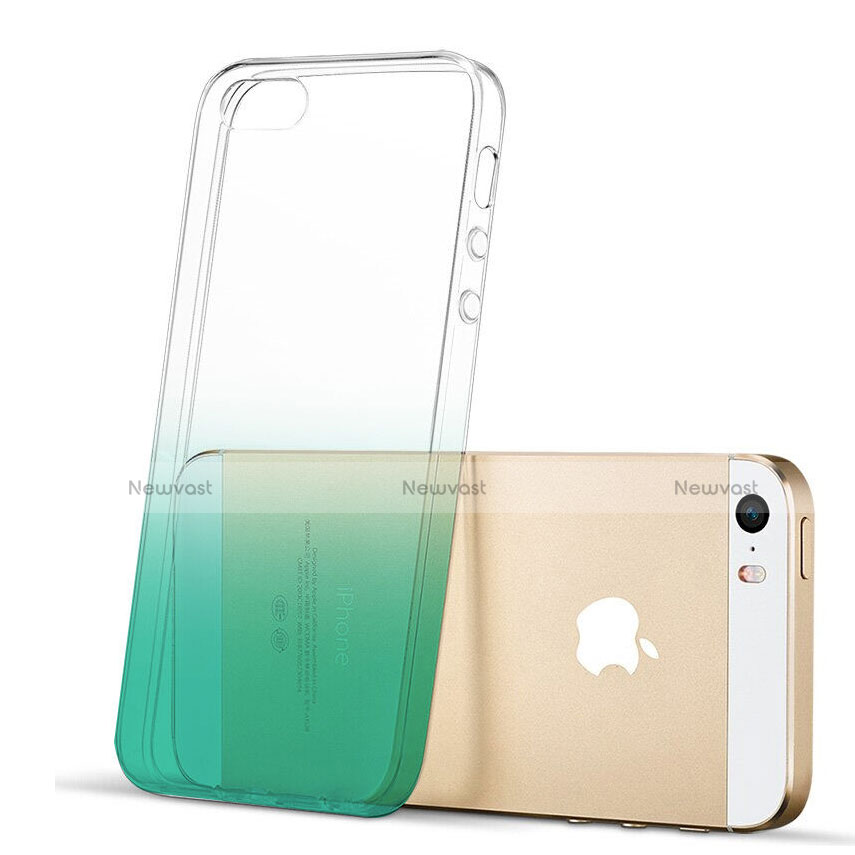 Ultra Slim Transparent Gradient Soft Case for Apple iPhone 5S Green