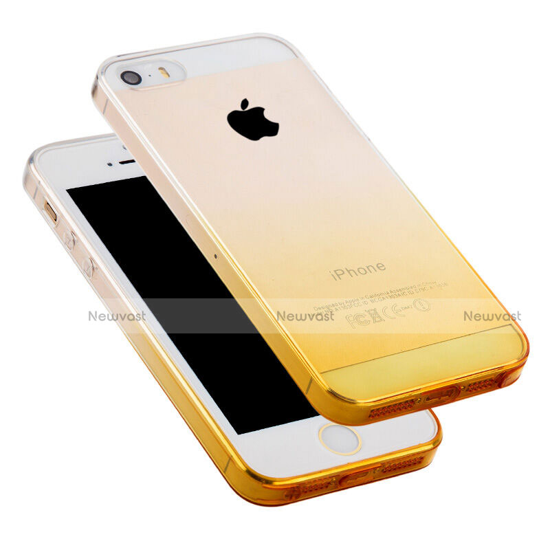 Ultra Slim Transparent Gradient Soft Case for Apple iPhone 5S Yellow