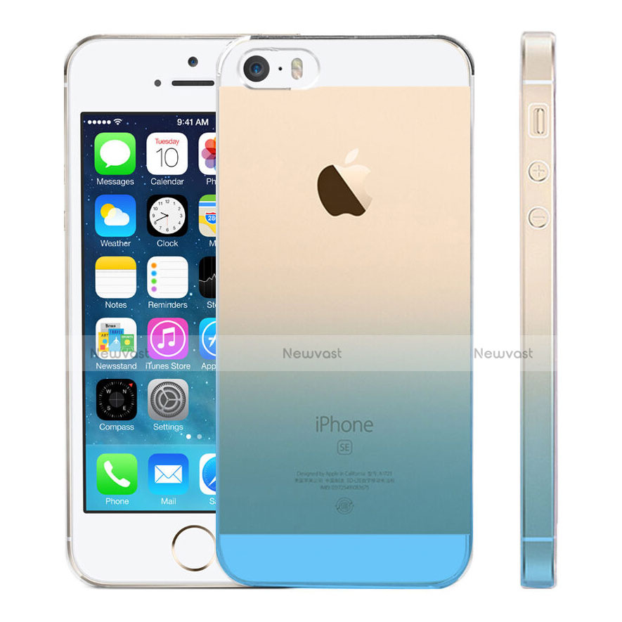 Ultra Slim Transparent Gradient Soft Case for Apple iPhone SE Blue