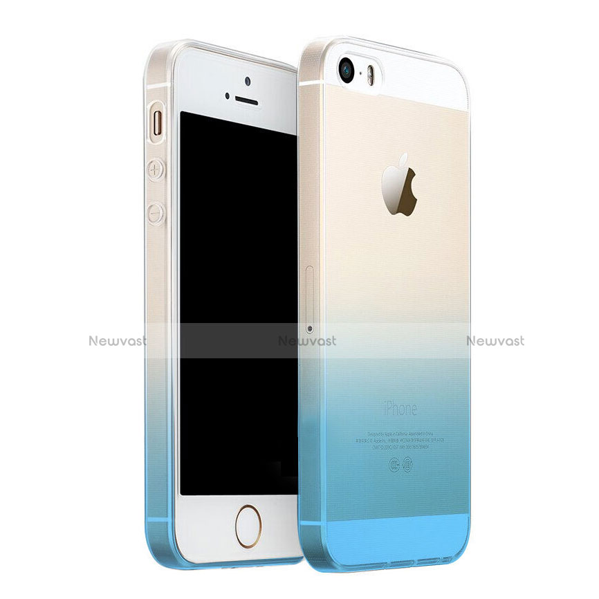 Ultra Slim Transparent Gradient Soft Case for Apple iPhone SE Blue