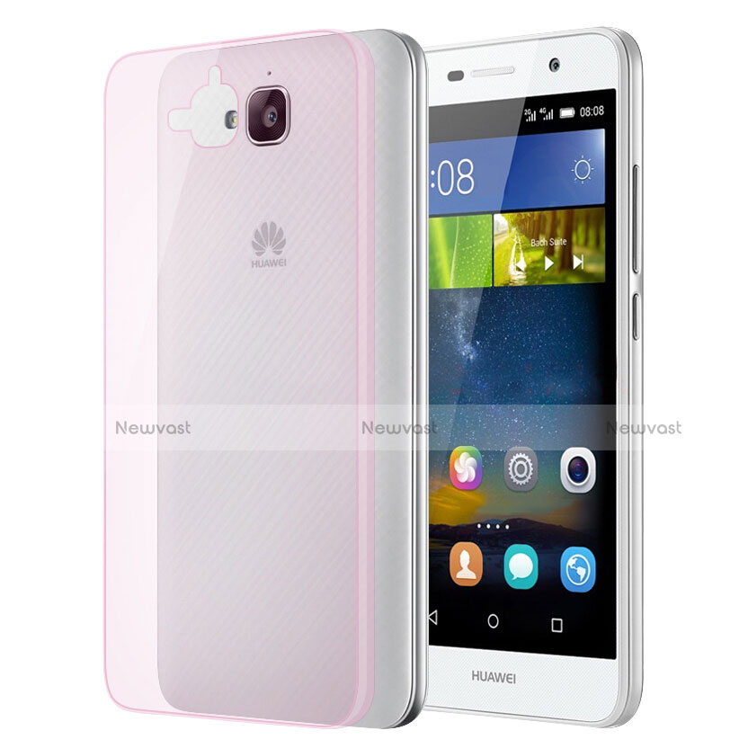 Ultra Slim Transparent Matte Finish Cover for Huawei Y6 Pro Pink