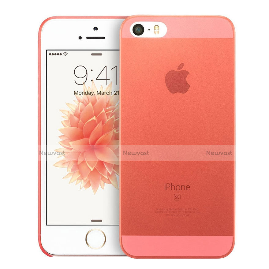 Ultra Slim Transparent Plastic Cover for Apple iPhone SE Red