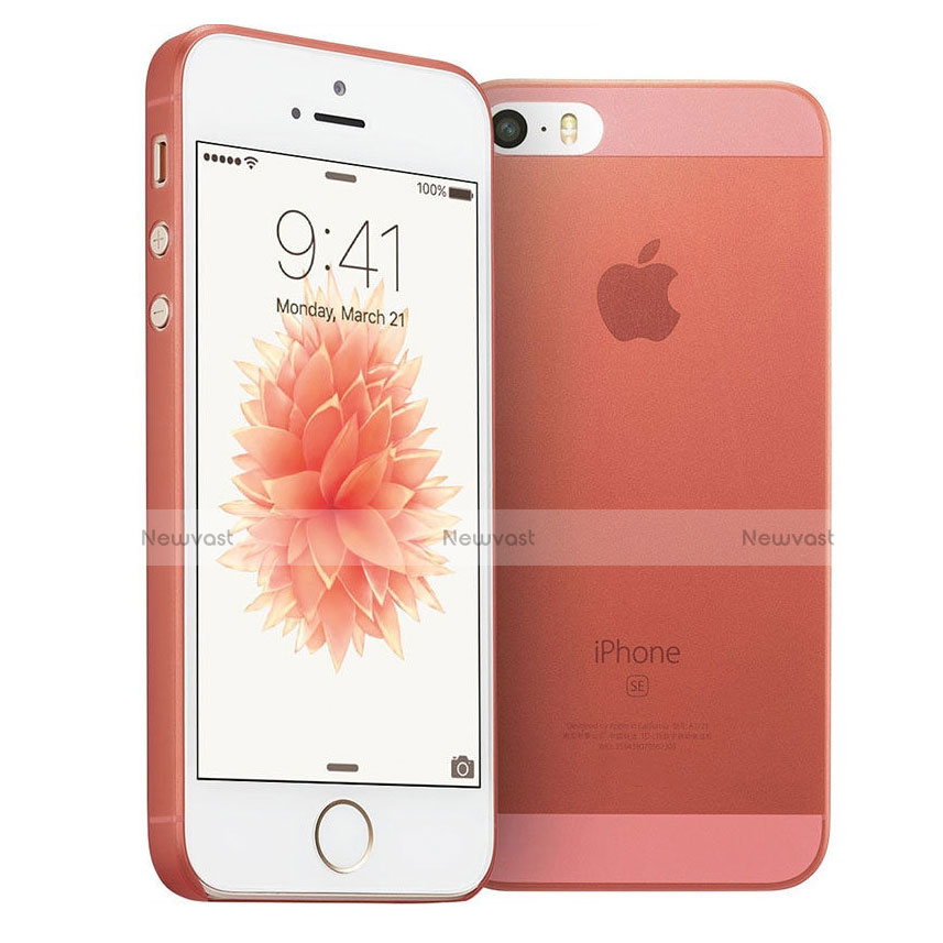 Ultra Slim Transparent Plastic Cover for Apple iPhone SE Red