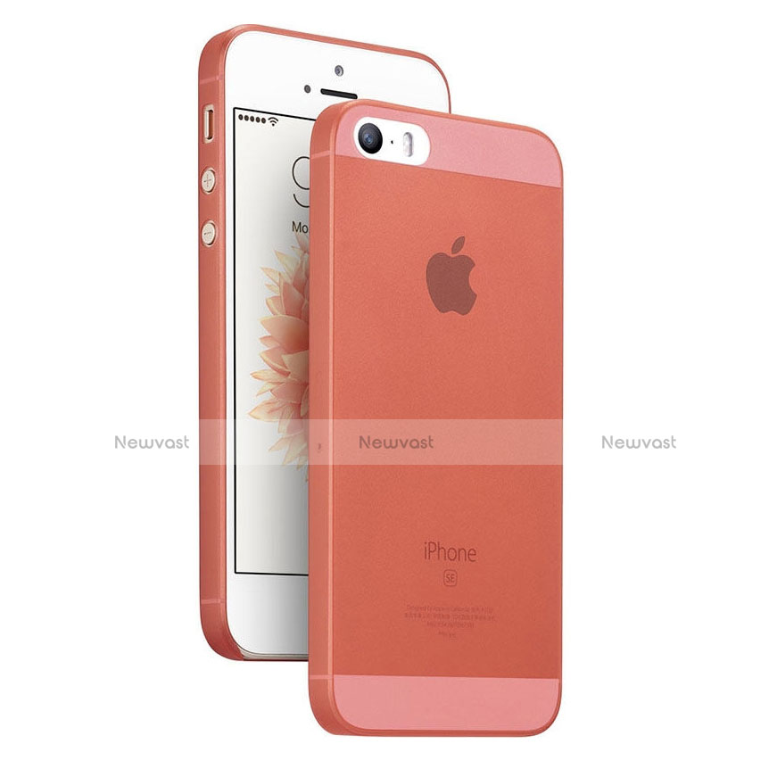 Ultra Slim Transparent Plastic Cover for Apple iPhone SE Red