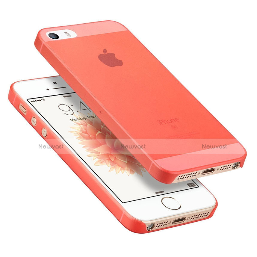 Ultra Slim Transparent Plastic Cover for Apple iPhone SE Red