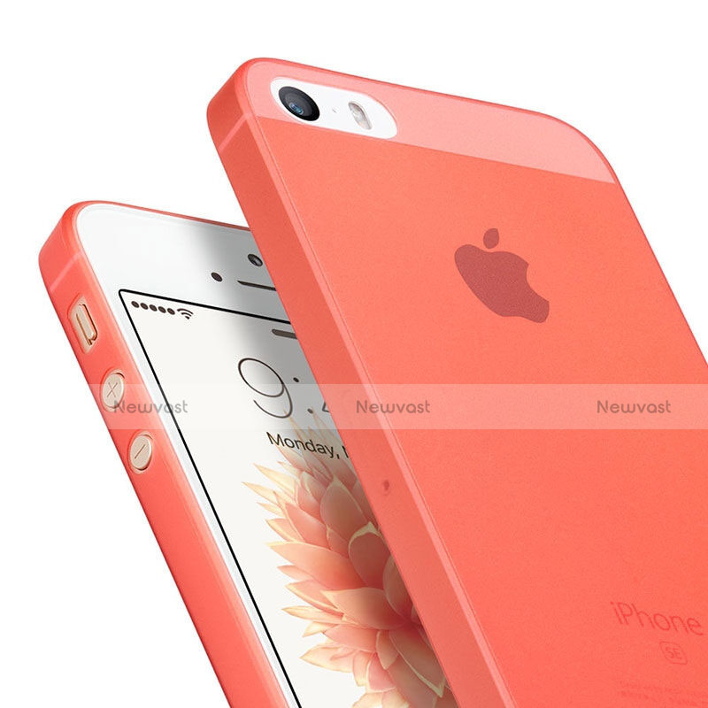 Ultra Slim Transparent Plastic Cover for Apple iPhone SE Red