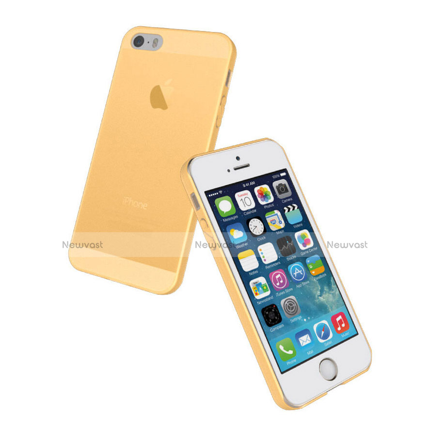 Ultra Slim Transparent Silicone Matte Finish Cover for Apple iPhone 5S Gold