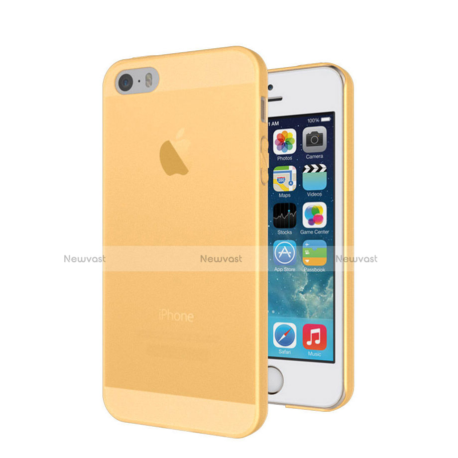 Ultra Slim Transparent Silicone Matte Finish Cover for Apple iPhone 5S Gold