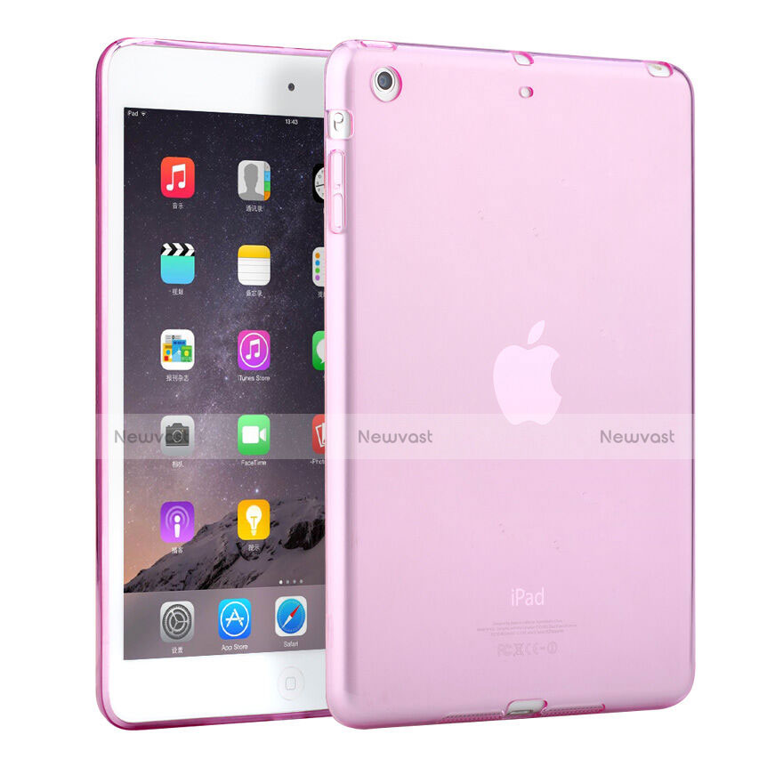 Ultra Slim Transparent TPU Soft Case for Apple iPad Mini 2 Pink