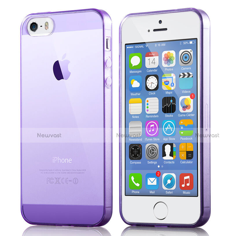 Ultra Slim Transparent TPU Soft Case for Apple iPhone 5 Purple