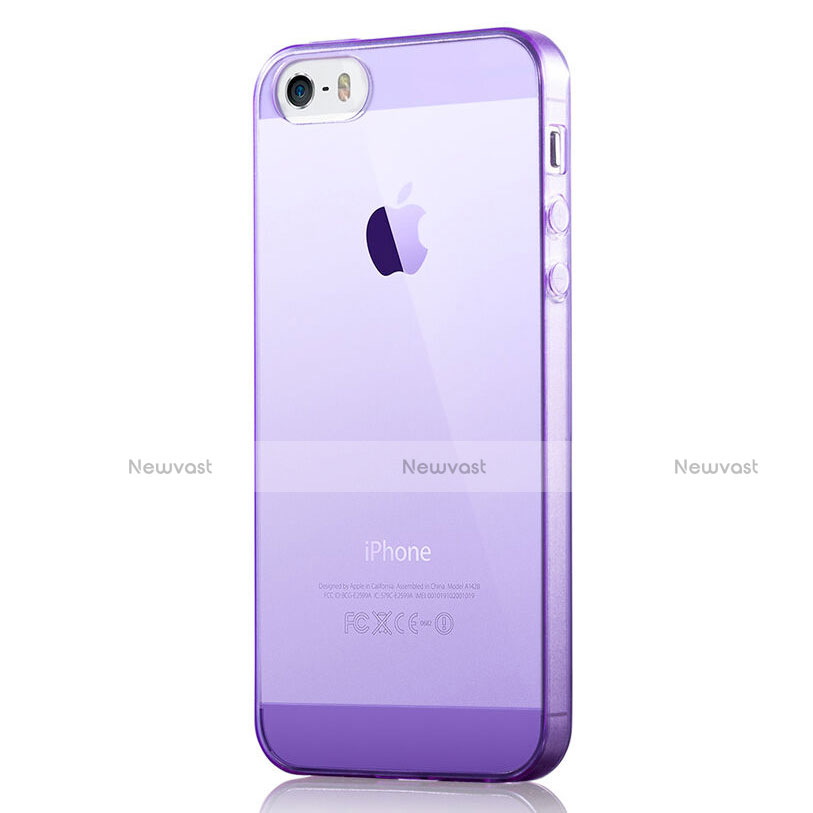 Ultra Slim Transparent TPU Soft Case for Apple iPhone SE Purple