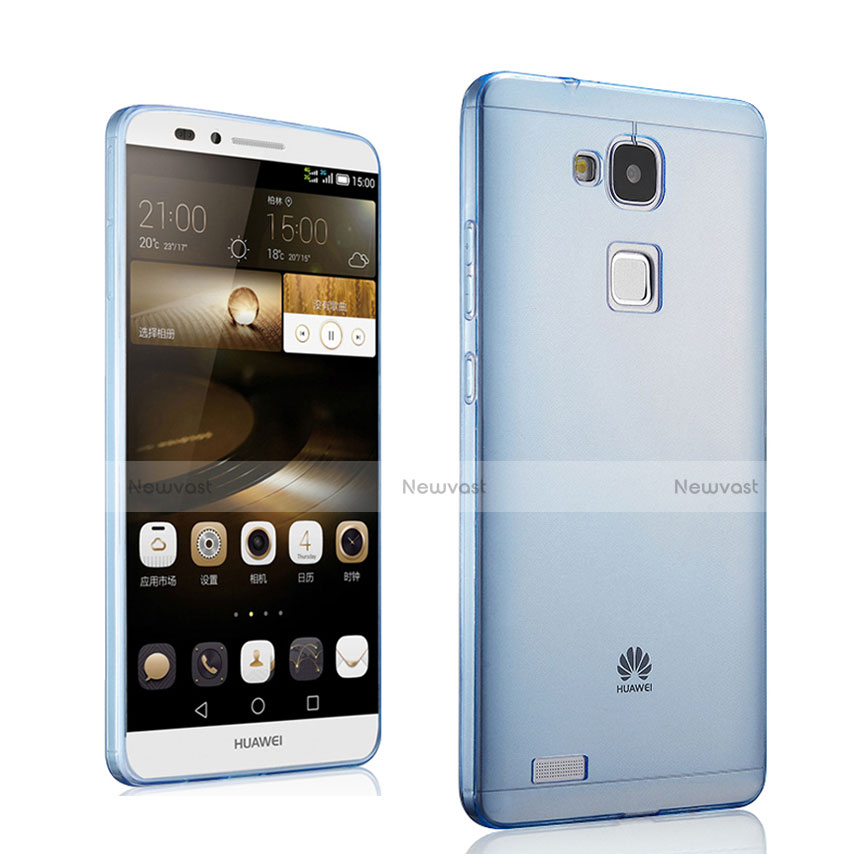 Ultra Slim Transparent TPU Soft Case for Huawei Mate 7 Blue