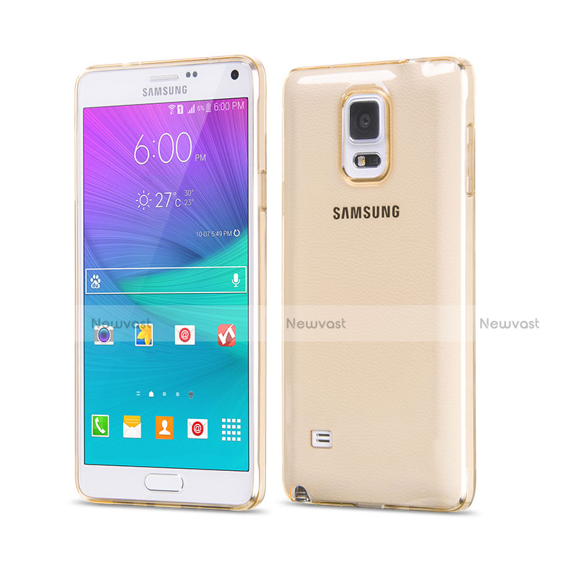 Ultra Slim Transparent TPU Soft Case for Samsung Galaxy Note 4 Duos N9100 Dual SIM Gold