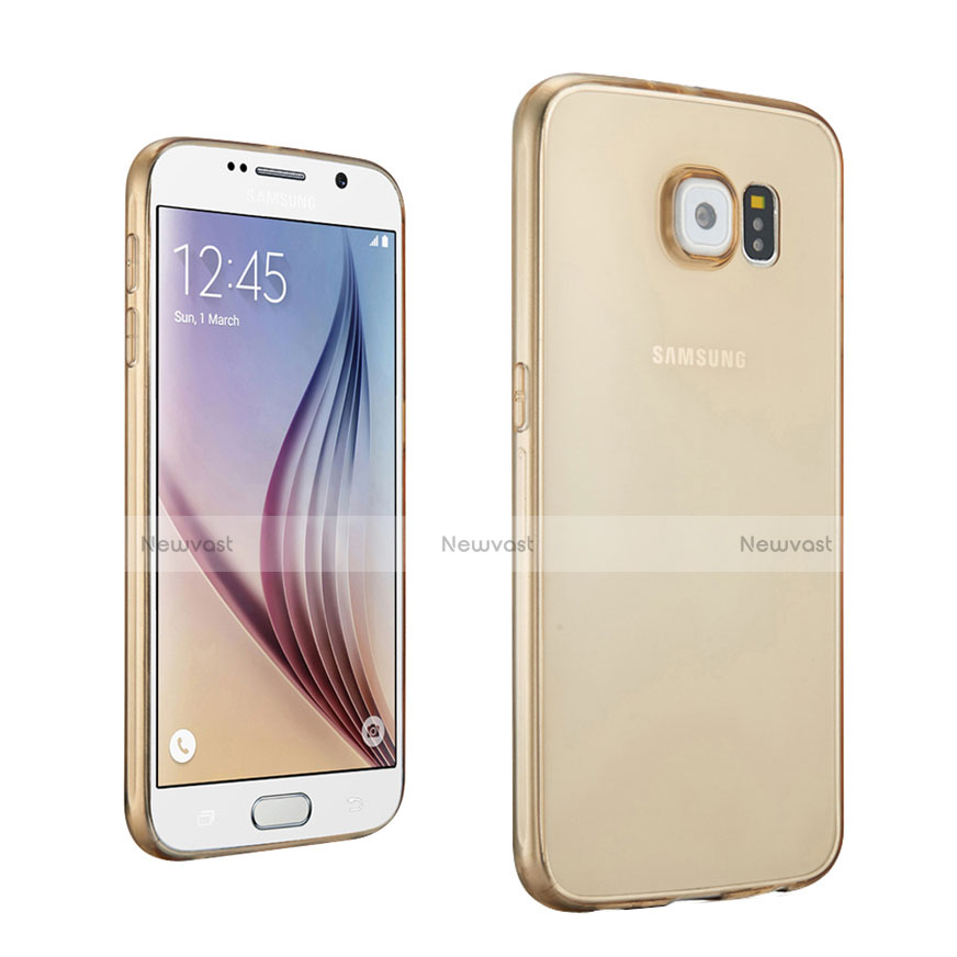 Ultra Slim Transparent TPU Soft Case for Samsung Galaxy S6 Duos SM-G920F G9200 Gold