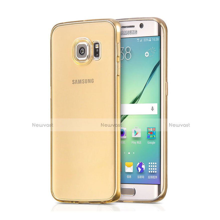 Ultra Slim Transparent TPU Soft Case for Samsung Galaxy S6 Edge SM-G925 Gold